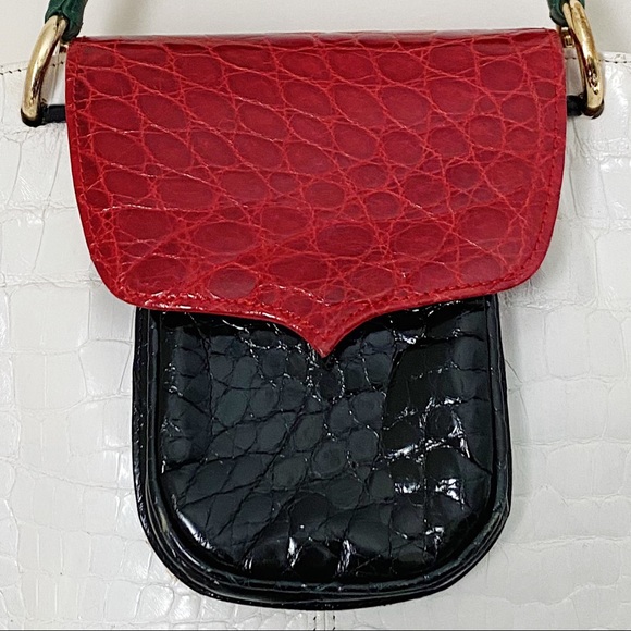 Lana Marks London Tri-Color Mini Alligator Top Handle Crossbody Bucket Bag Italy - Picture 5 of 10